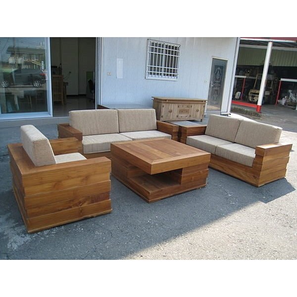 加厚型箱形沙發,(BOX SOFA),柚木沙發,全實木傢俱,柚木家具(有包含坐墊,不含大小茶几)