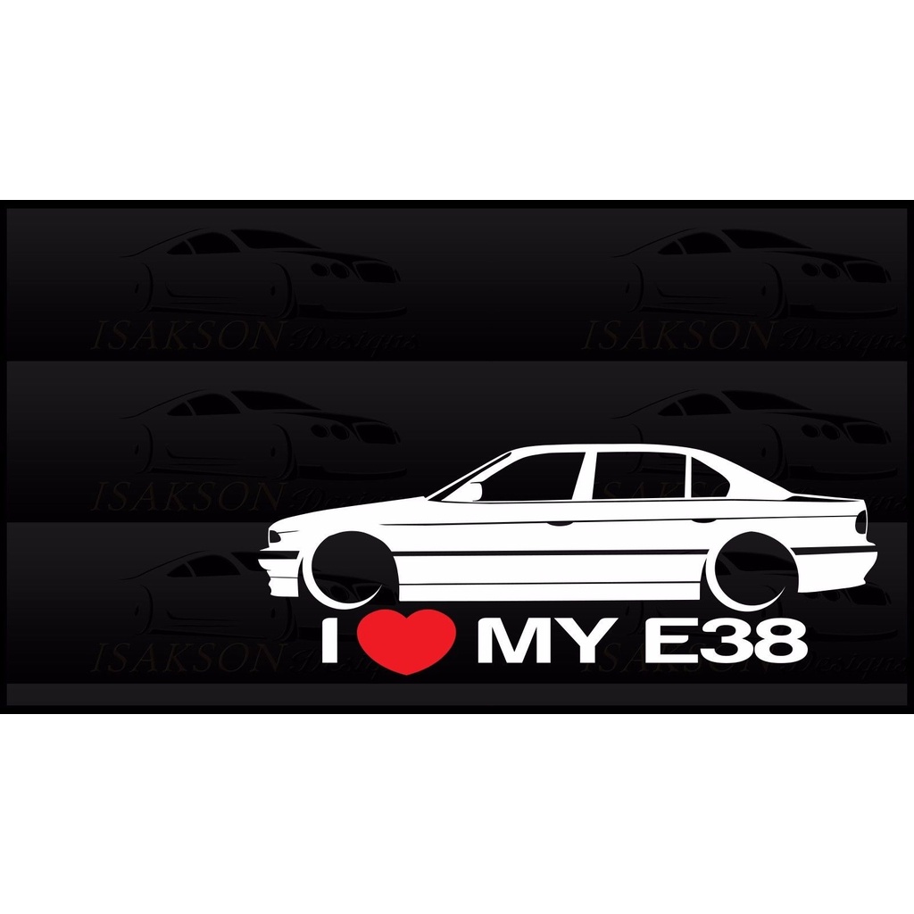 1pair / 2Pcs I Heart My E38 Sticker Decal Love BMW 740i 740i