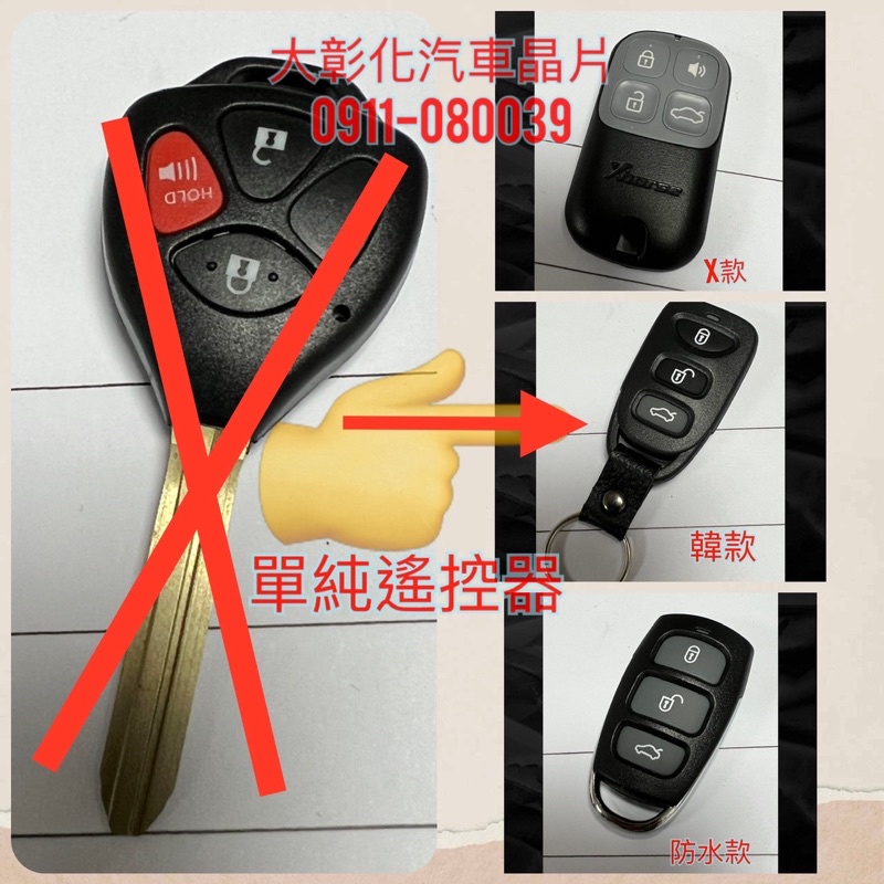 大彰化汽車晶片豐田 Toyota Wish VIOS Yaris Camry Altis 單純遙控器