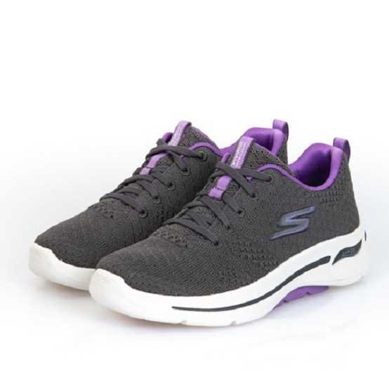 SKECHERS系列-GO WALK ARCH FIT 女款灰紫色運動慢跑鞋-NO.124403GYLV