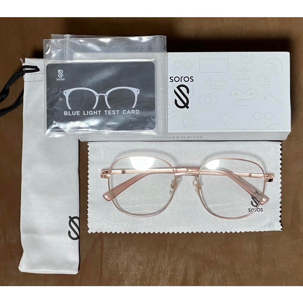 全新 美國時尚 SOJOS 防藍光眼鏡 抗藍光眼鏡 時髦金屬鏡框 女款 眼鏡 玫瑰金