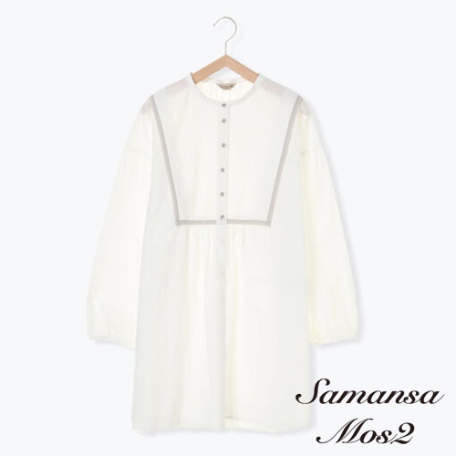 Samansa Mos2 排釦配色拼接設計寬鬆長版上衣(FL12L0G0380)