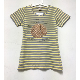 全新 uniqlo 灰黃條紋 餅乾sweets maniac T恤