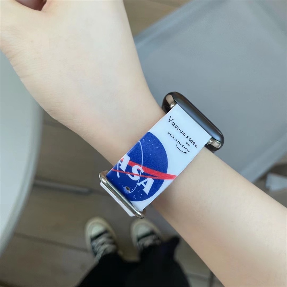 潮牌 NASA 宇航員 錶帶 適用於蘋果手錶錶帶 Apple Watch 錶帶 防水 IWatch錶帶 矽膠 1-6SE