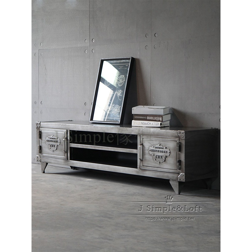 【J Simple傢俱】Essen金屬復古做舊電視櫃CU74-LOFT 北歐 書櫃 貨櫃 貨櫃門 櫃子 餐櫃