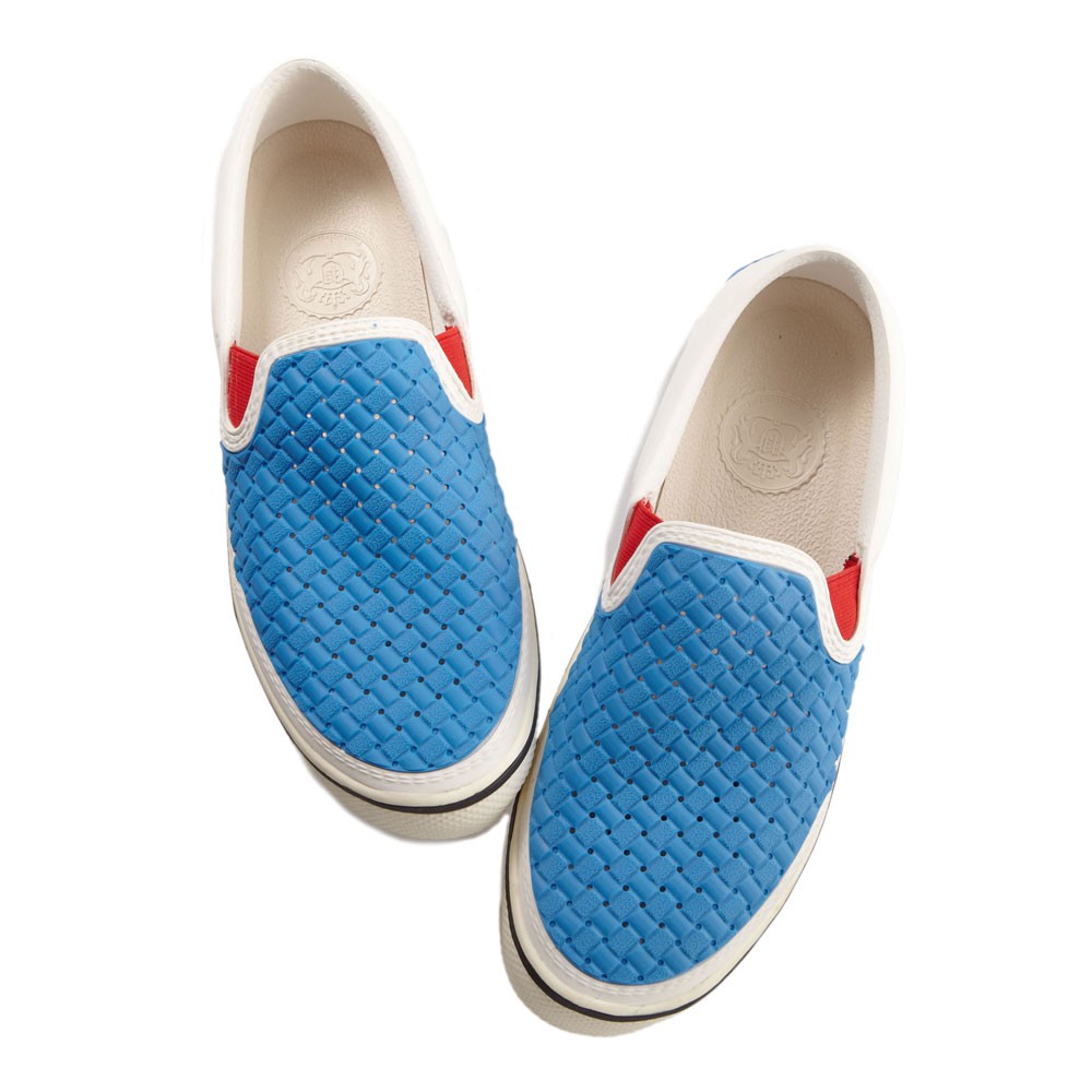 美國加州 PONIC&amp;Co. DEAN 防水輕量透氣懶人鞋 雨鞋 藍白 男女 防水鞋 編織平底休閒鞋 樂福鞋 環保膠鞋