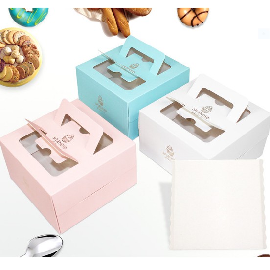 ☀孟玥購物☀4吋 6吋 8吋 歐式燙金 蛋糕盒 包裝盒 西點盒 生日蛋糕盒 手提蛋糕盒  送白色底托