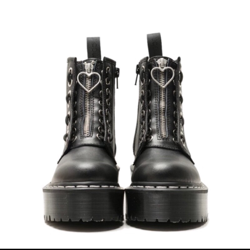 復古martens 可拆式兩穿 個性愛心拉鍊皮革厚底鞋 厚底靴 蝦皮購物