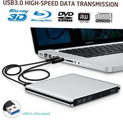 外接式藍光燒錄機 USB3.0 可讀取燒錄DVD/CD/BD 便攜式 藍光播放器 即插即用 免驅動