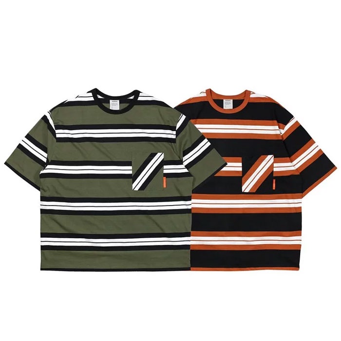 IDEALISM ID22012 STRIPED POCKET TEE 短寬型 橫條條紋口袋 短T (二色) 化學原宿