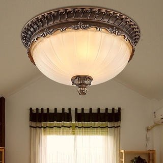 ~熱銷~新款歐式復古大氣LED主臥室吸頂燈圓形美式簡約陽台過道玄關簡歐燈具
