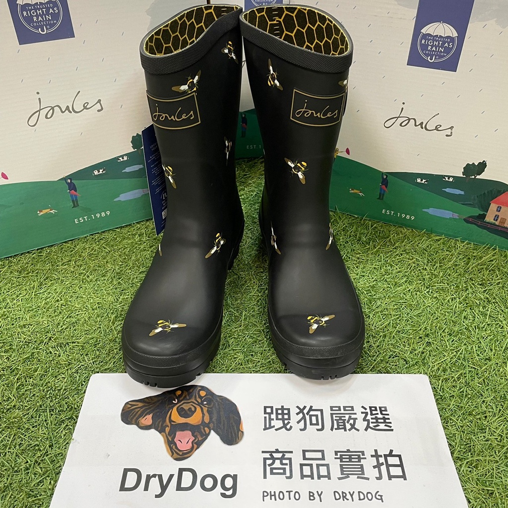 跩狗嚴選 特價代購英國 JOULES Molly Boots 霧面 黑色 小蜜蜂 Bee 雨靴 雨鞋 中筒 工程靴