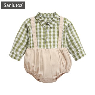 Sanlutoz 格子嬰兒包屁衣 棉質男寶寶連身衣