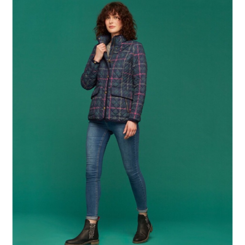Miolla 英國品牌Joules 英倫風格紋立領修身挺闊鋪棉外套