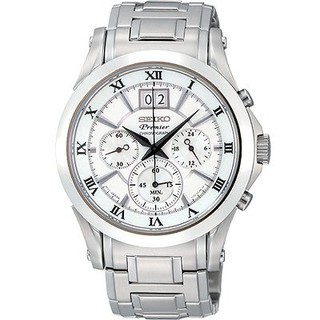 SEIKO精工錶 Premier 人動電能/時尚大日期視窗計時腕錶(SPC063J1) SK008