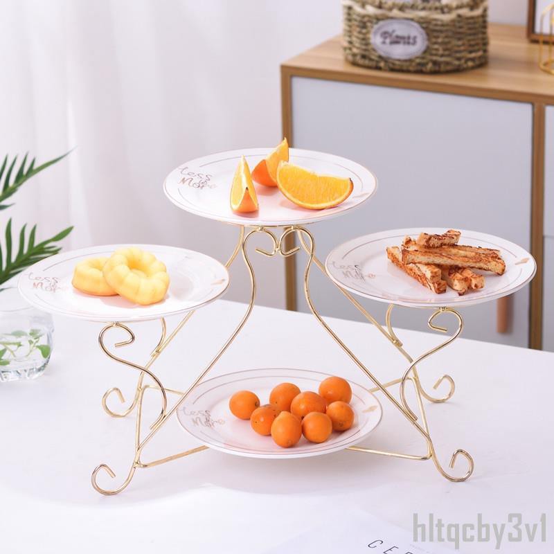 【】歐式三層水果盤子創意下午茶點心盤架雙層托盤婚慶蛋糕甜品臺套裝#2