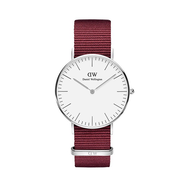 【DW】CLASSIC瑞典時尚品牌經典簡約尼龍腕錶-玫瑰紅x銀-36mm/DW00100272/原廠公司貨兩年保固