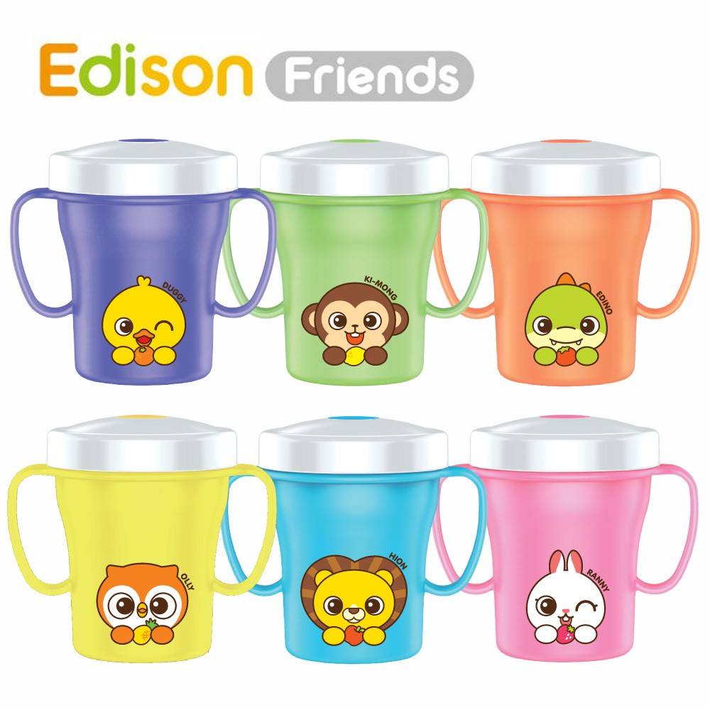 Edison Friends愛迪生朋友防漏吸管雙握把水杯2代 喝水杯 200ml  Baby House 愛兒房官方商城