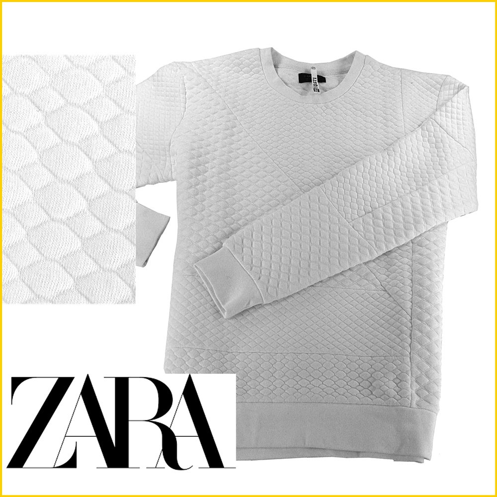 JAPAN古着✈ ZARA 彈性長袖T恤3D設計厚質棉圓領休閒長T 歐系品牌日本男 