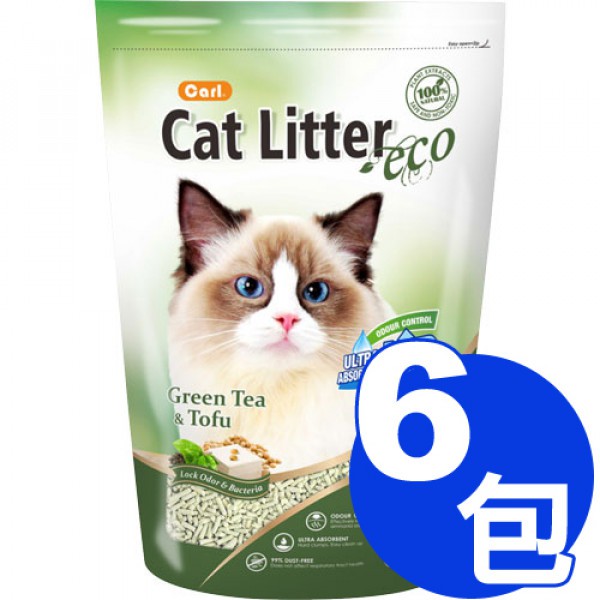【金王子寵物倉儲】CARL卡爾／環保豆腐貓砂6L／綠茶 x6包超值組♥ 免運