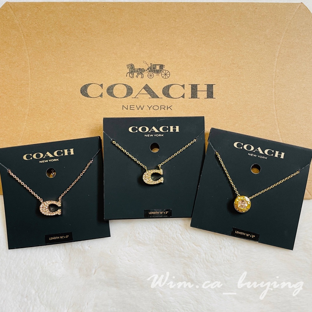COACH 女生項鍊 經典圓鑽項鍊 經典C鑽Logo項鍊 玫瑰金 金 女款 加拿大代購