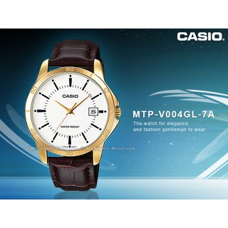 CASIO 手錶_MTP-V004GL-7A_防水_皮革帶_礦物玻璃_指針男錶 國隆手錶專賣店