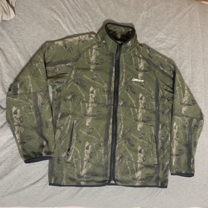 [L號] CARHARTT WIP 反光LOGO 搖粒絨 保暖 高領 外套 夾克 優質二手 墨綠 落葉 迷彩