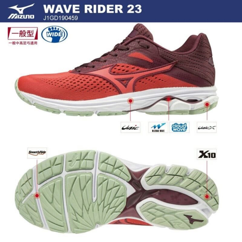 美津濃 MIZUNO WAVE RIDER23 寬楦 慢跑鞋 運動鞋 J1GD190459 23.5、24、25.5