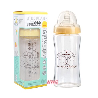 Piyo Piyo 黃色小鴨寬口徑葫蘆晶鑽玻璃奶瓶280ML~全新升級媽咪乳感奶嘴GT-83464 娃娃購婦嬰用品專賣店