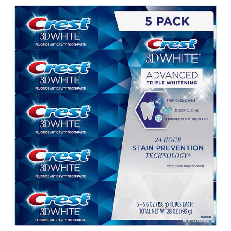 Crest 三維 White Advanced USA 牙膏 147g - 5 件裝