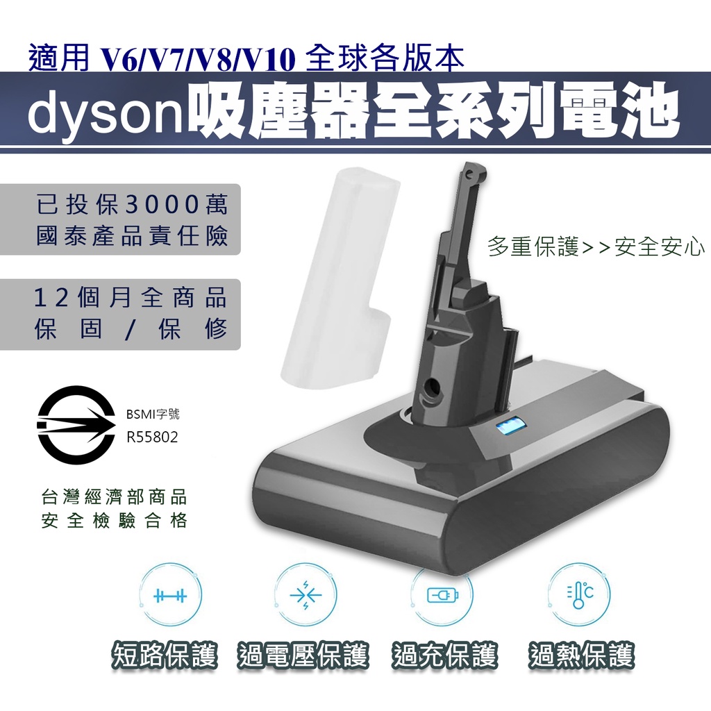 戴森系列｜台灣店家有保固 適用dyson V7 / V8 / V8日本版 電池 BSMI:R55802