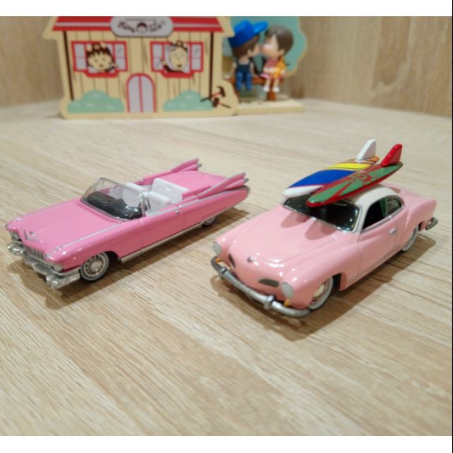 1/64 無盒車 Johnny Lightning 粉紅色 福斯 Karmann Ghia 跟 Tomica 凱迪拉克