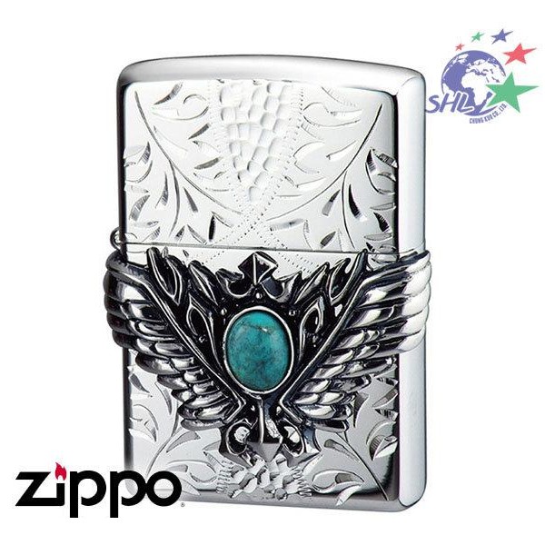 Zippo 經典防風打火機 日本傳統工藝 + 天然寶石鑲崁(綠松石) / ZP467 / Z0957Green 【詮國】