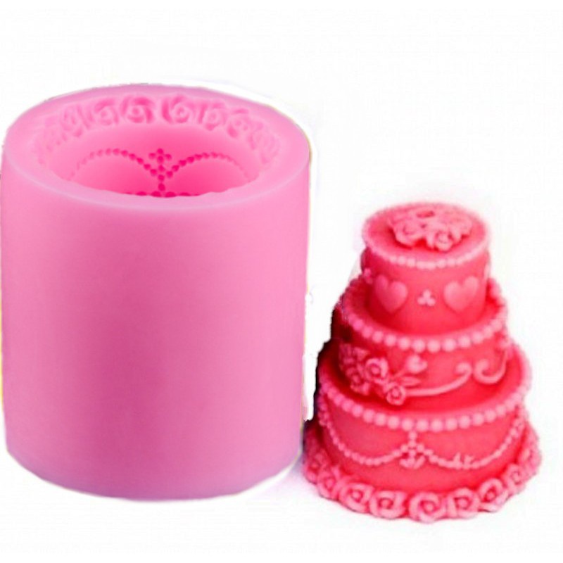 3d婚禮蛋糕矽膠模具蠟燭模具巧克力冰塊手工皂軟糖模具