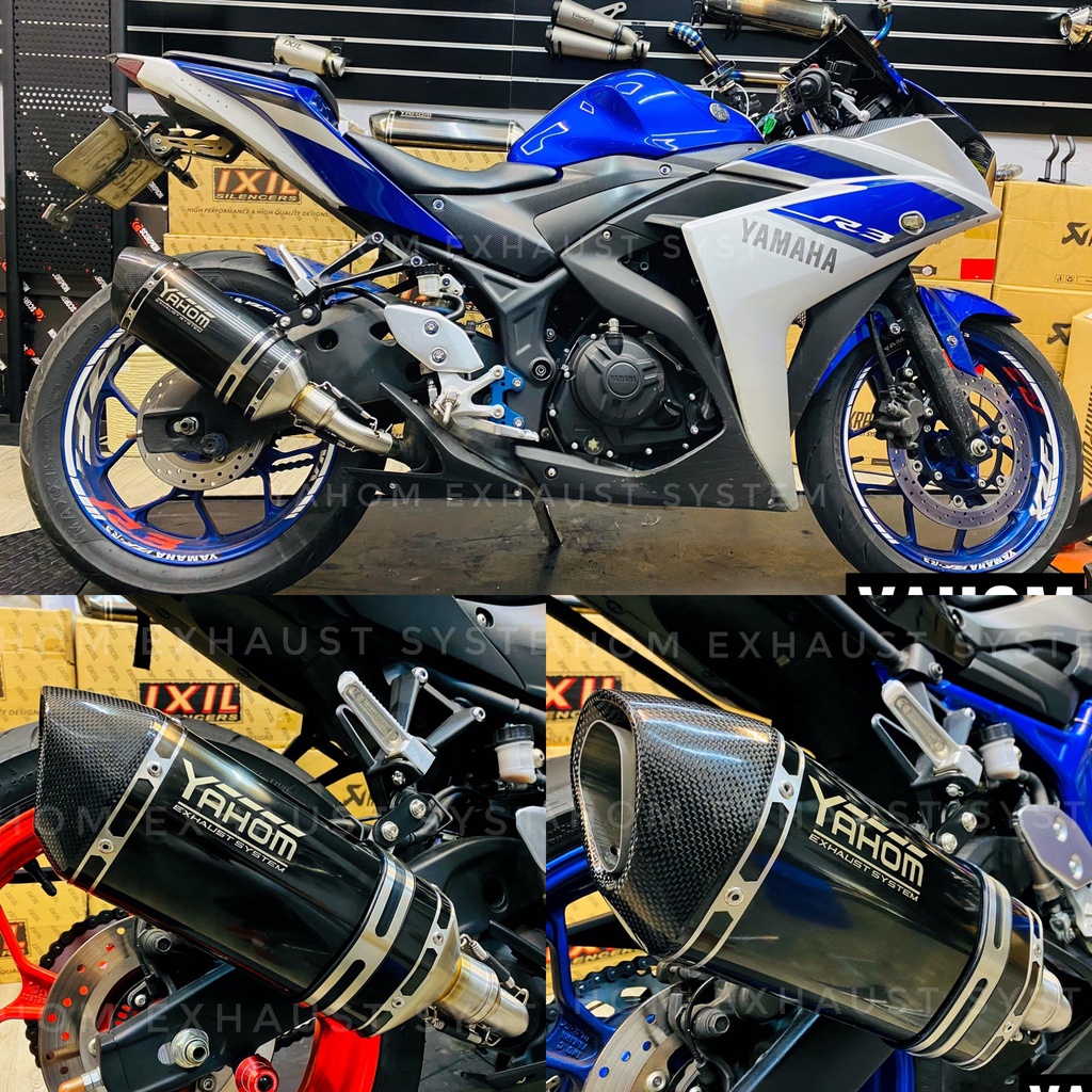 YAHOM黑髮絲紋 R3 MT03 專用管  噪音法規合格 尾段直上 YZF-R3 MT-03 改裝排氣管