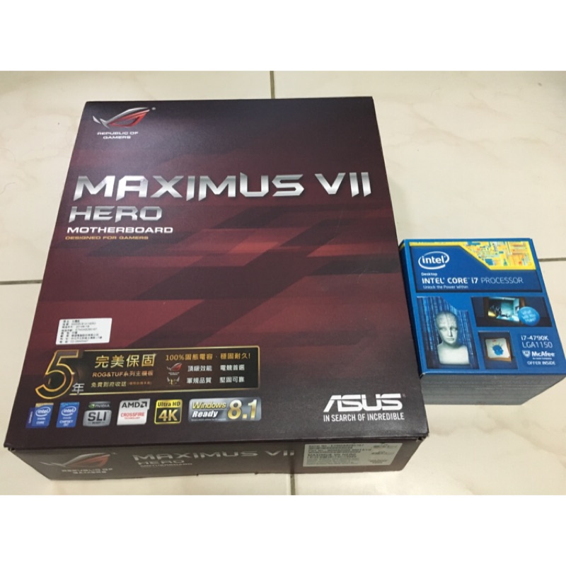 售二手Intel i7 4790k+華碩MAXIMUMS VII  HERO+金士頓DDR3-2400 16G