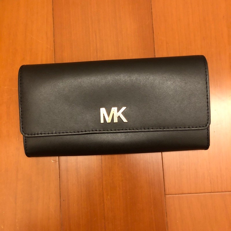 正品 MICHAEL KORS  MK 金色logo 長夾 黑色（9成新）