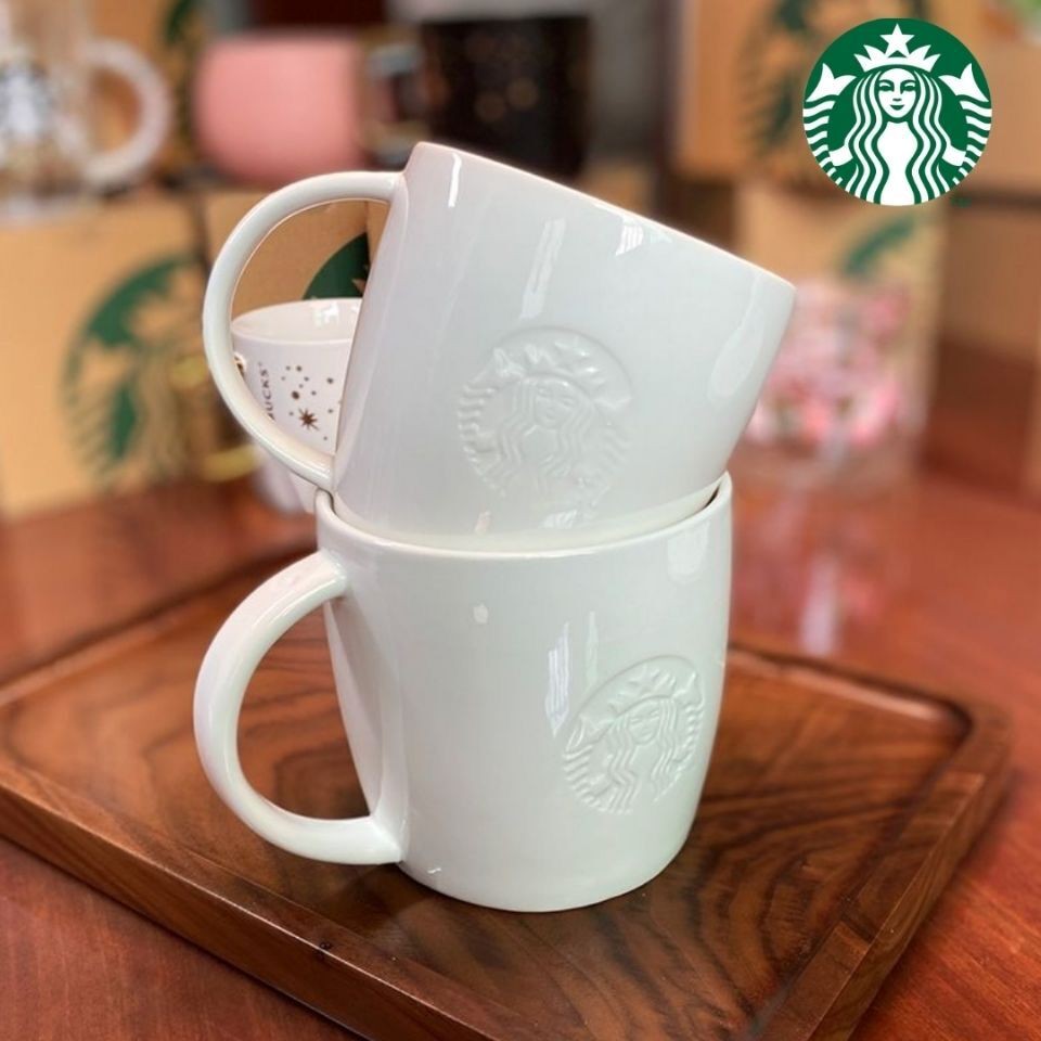 星巴克水杯子白色門店用馬克杯陶瓷咖啡杯中杯大杯超大杯容量 蝦皮購物
