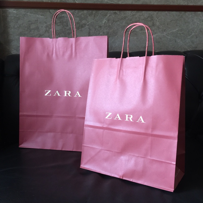Zara 新年特別版燙金Logo紙袋/提袋/環保袋/購物袋/禮物袋/禮品袋/手提袋/包裝袋~2018年