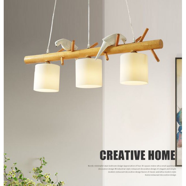 LOFT 吸頂式吊燈 手工樹脂鳥 木藝 玻璃工藝 E27燈泡 咖啡廳 設計師款 餐廳 臥室 書房