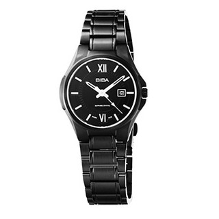 BIBA碧寶錶系列,羅馬日期圓形IP黑電鍍30mm防水藍寶石水晶鏡面女錶,黑面B32BS003B