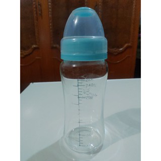 亞米兔防脹寬口晶鑽玻璃奶瓶260ml 二手 另贈送2個全新奶嘴