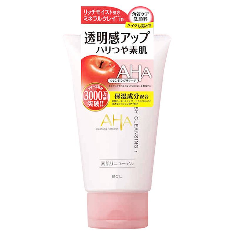 日本美妝  BCL  AHA果酸洗面奶蘋果柔膚酵素高保濕滋潤潔面乳120g去角質款 U6Vv RNR8