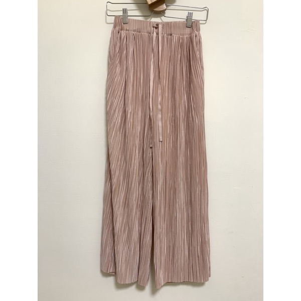 RETRO GIRL日本購入 藕粉色顯瘦百摺寬褲 M 極新