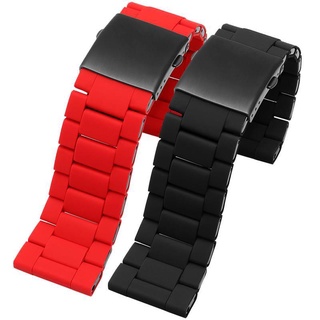 適配Diesel迪賽DZ7370紅色DZ7396黑武士男大錶盤矽膠鋼手錶帶配件