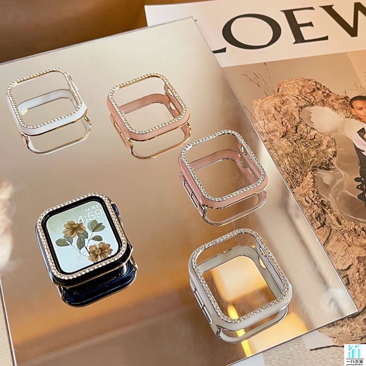 蘋果手錶保護殼 適用於Apple Watch S9 S8 SE2保護殼 41mm 45mm 鑲鑽手錶框 蘋果手錶保護框