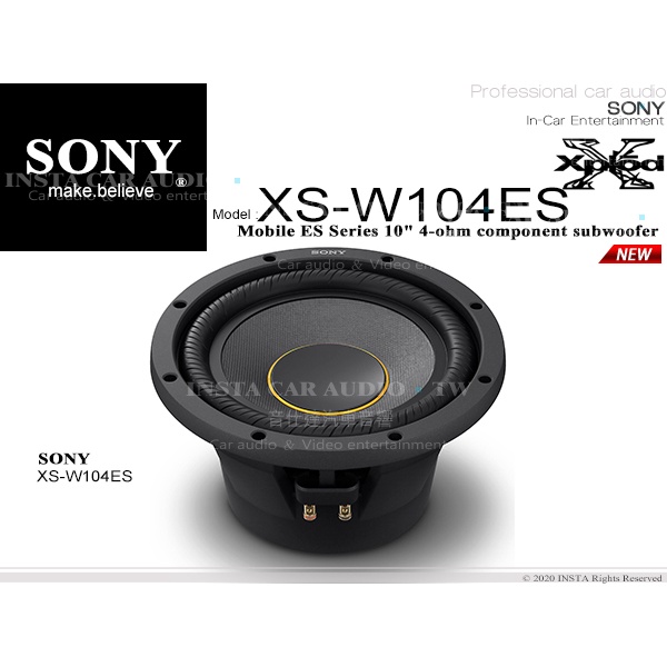 音仕達汽車音響 SONY XS-W104ES 10吋 單音圈 超低音喇叭 Mobile ES系列 重低音 1800W