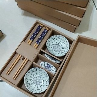和風 木筷禮盒 二筷二碟二筷架