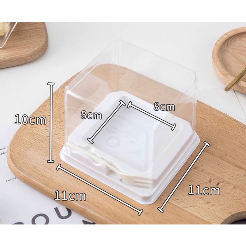 「 現貨 」2/3吋 正方形方底透明蛋糕盒 加高盒蓋 泡芙盒 慕斯蛋糕盒 西點盒 網美烘焙商品