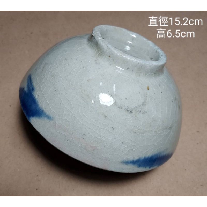 台灣老碗盤 早期手繪 老土碗 ---編號0308（未使用庫存/乾淨漂亮/完整）[A01]